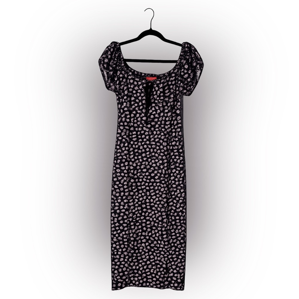 Betsey Johnson Black and Pink Floral Midi Dress